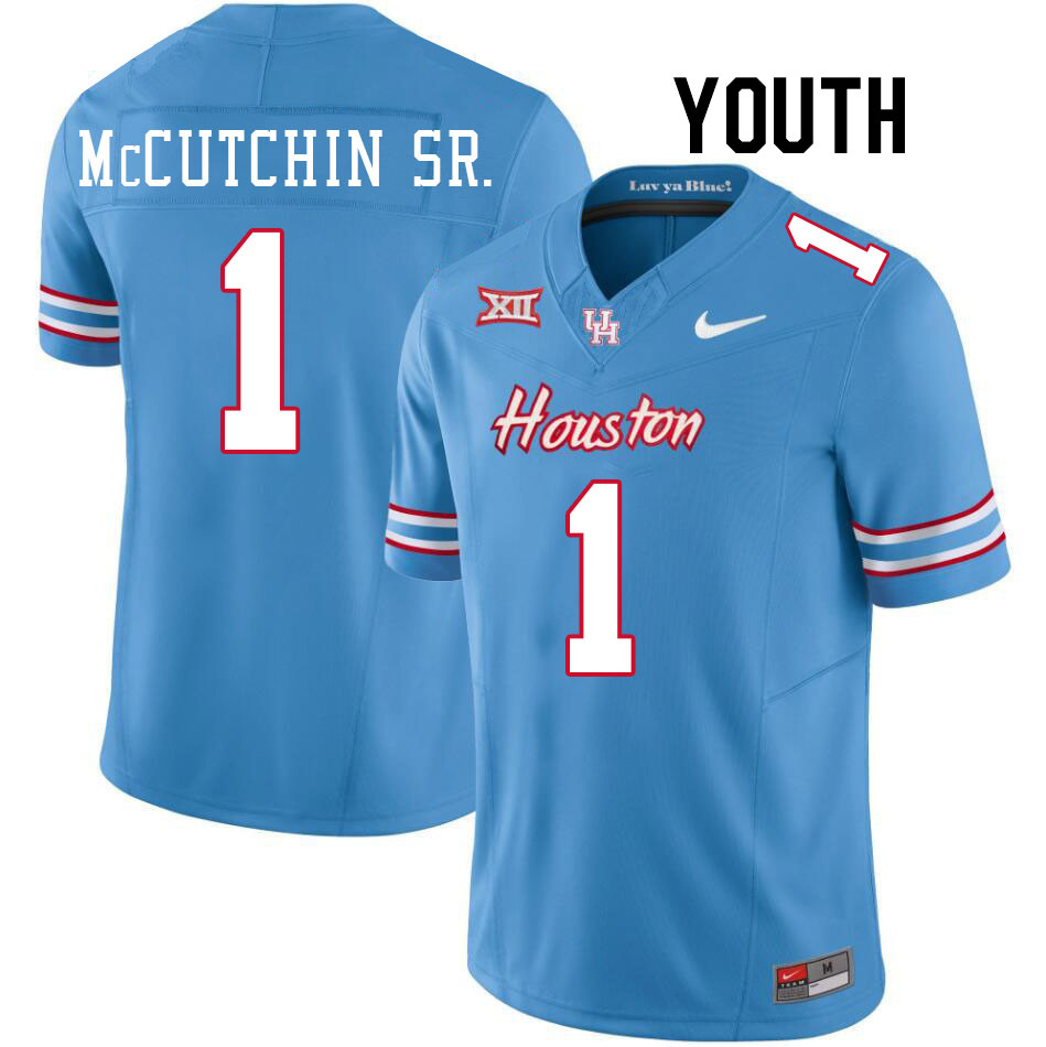 Youth #1 Latrell McCutchin Sr. Houston Cougars College Football Jerseys Stitched-Oilers